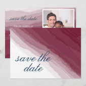 Waterverf Burgundy Navy Save The Date (Voorkant / Achterkant)