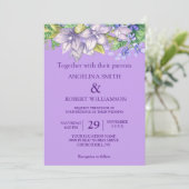 Waterverf Burgundy Paars Floral Rustic Wedding Kaart (Staand voorkant)