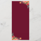 Waterverf Burgundy Paars Floral Wedding Menu (Achterkant)