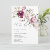 waterverf burgundy peonies baby shower (Staand voorkant)