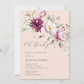 waterverf burgundy peonies baby shower (Voorkant)