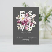 waterverf burgundy peonies rsvp card (Staand voorkant)