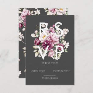 waterverf burgundy peonies rsvp card