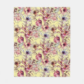 Waterverf Burgundy Pink Blue Floral Garland Fleece Deken (Voorkant)