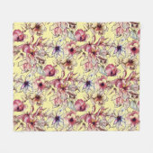 Waterverf Burgundy Pink Blue Floral Garland Fleece Deken (Voorkant (Horizontaal))