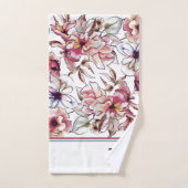 Waterverf Burgundy Pink en Blue Floral Garland Bad Handdoek (Handdoek)