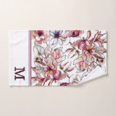 Waterverf Burgundy Pink en Blue Floral Garland Bad Handdoek (Handdoek)