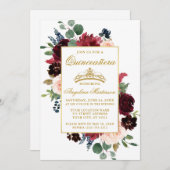 Waterverf Burgundy Pink Floral Kaart (Voorkant / Achterkant)