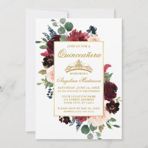 Waterverf Burgundy Pink Floral Kaart
