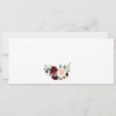 Waterverf Burgundy Pink Floral Luncheon Ticket Kaart (Achterkant)