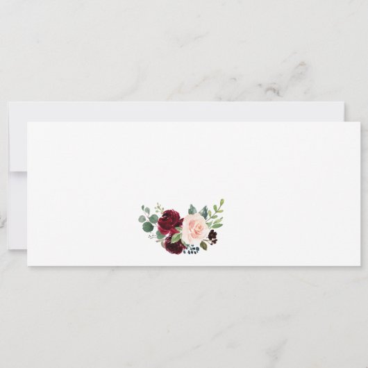Waterverf Burgundy Pink Floral Shower Ticket Kaart (Achterkant)