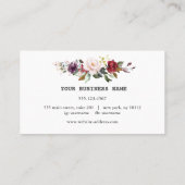 Waterverf Burgundy Pink Flowers Professional Klantenkaartje (Achterkant)