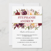 Waterverf Burgundy Red Floral Rustic Boho Kaart (Voorkant)