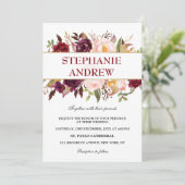 Waterverf Burgundy Red Floral Rustic Boho Kaart (Staand voorkant)