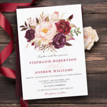 Waterverf Burgundy Red Floral Rustic Boho