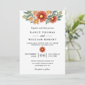 Waterverf Burgundy Red Floral Rustic Boho Wedding Kaart (Staand voorkant)