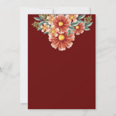 Waterverf Burgundy Red Floral Rustic Boho Wedding Kaart (Achterkant)