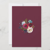 Waterverf Burgundy Red Floral Wedding Invitations Kaart (Achterkant)
