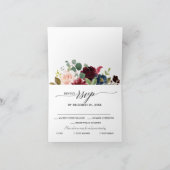 Waterverf Burgundy Red Navy Blush Floral RSVP (Binnen)