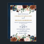 Waterverf Burgundy Red Navy Floral Rustic Boho in Kaart<br><div class="desc">Waterverf Burgundy Red Navy Floral Rustic Boho Wedding Invitation Card. Ideaal voor een valbruiloft. Het ontwerp is voorzien van een verbluffende bouquet van Bourgogne / Marsala , perziken , zeemijlbloemen met bijbehorende bladeren. Zoek meer overeenkomende design en variaties in mijn winkel met 'blissweddingpaperie'. En voel me vrij om me voor...</div>