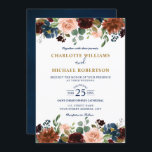 Waterverf Burgundy Red Navy Floral Rustic Boho in Kaart<br><div class="desc">Waterverf Burgundy Red Navy Floral Rustic Boho Wedding Invitation Card. Ideaal voor een valbruiloft. Het ontwerp is voorzien van een verbluffende bouquet van Bourgogne / Marsala , perziken , zeemijlbloemen met bijbehorende bladeren. Zoek meer overeenkomende design en variaties in mijn winkel met 'blissweddingpaperie'. En voel me vrij om me voor...</div>