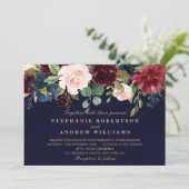 Waterverf Burgundy Red Navy Floral Rustic Boho Kaart (Staand voorkant)