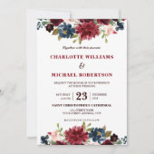 Waterverf Burgundy Red Navy Floral Rustic Boho Kaart (Voorkant)