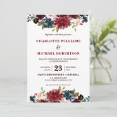 Waterverf Burgundy Red Navy Floral Rustic Boho Kaart (Staand voorkant)