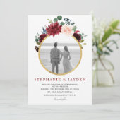 Waterverf Burgundy Red Navy Floral Rustic Boho Kaart (Staand voorkant)