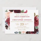 Waterverf Burgundy Red Navy Floral Rustic Boho Kaart (Voorkant)