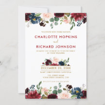 Waterverf Burgundy Red Navy Floral Rustic Boho