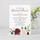 Waterverf Burgundy Red Navy Floral Rustic Boho Kaart (Staand voorkant)