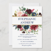 Waterverf Burgundy Red Navy Floral Rustic Boho Kaart (Voorkant)