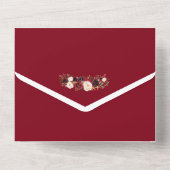 Waterverf Burgundy Red Rose Wedding Invitation All In One Uitnodiging (Achterkant)