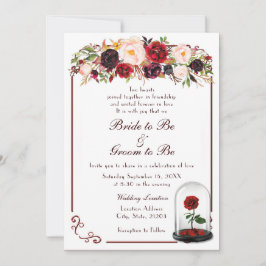 Waterverf Burgundy Red Rose Wedding Invitation Kaart