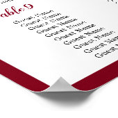 Waterverf Burgundy Red Rose Wedding Seating Chart Poster (Hoek)