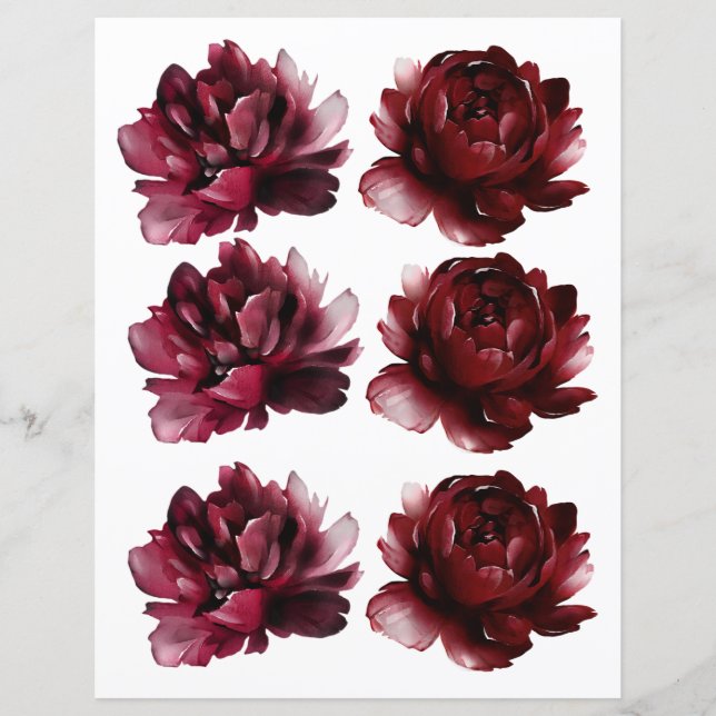 Waterverf Burgundy Red Roses 2 Sided Scrapbook (Voorkant)
