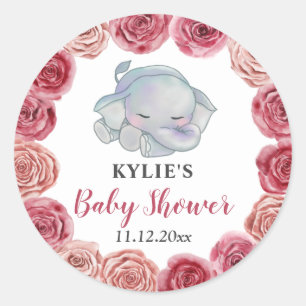 Waterverf Burgundy Red Roses Floral Baby shower Ronde Sticker