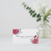 Waterverf Burgundy Red Roses Floral Visitekaartje (Staand voorkant)
