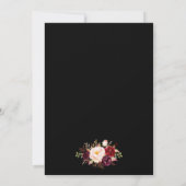 Waterverf Burgundy Rozen Black Gold Lijst Save The Date (Achterkant)