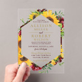 Waterverf Burgundy Sunflower Rustic Wedding Acryl Uitnodigingen (Insitu (Draagbaar))