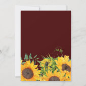 Waterverf Burgundy Sunflower Rustic Wedding Kaart (Achterkant)
