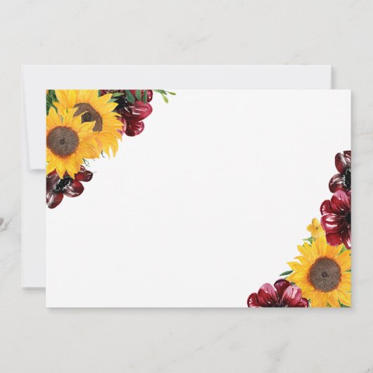 Waterverf Burgundy Sunflower Rustic Wedding Save The Date (Achterkant)