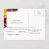 Waterverf Burgundy Sunflower Rustic Wedding Uitnodiging Briefkaart (Achterkant)