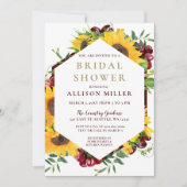 Waterverf Burgundy Sunflower Rustisch Vrijgezellen Kaart (Voorkant)