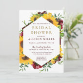 Waterverf Burgundy Sunflower Rustisch Vrijgezellen Kaart (Staand voorkant)