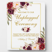 Waterverf Burgundy Wedding Unplugged Ceremony Fotoplaat (Voorkant)