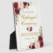 Waterverf Burgundy Wedding Unplugged Ceremony Fotoplaat (Zijkant)