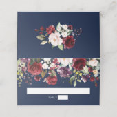 Waterverf Burgundy Wine Blush Floral Navy Plaatskaartje (Buitenkant ongevouwen)