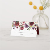 Waterverf Burgundy Wine Blush Floral Plaatskaartje (Voorkant)